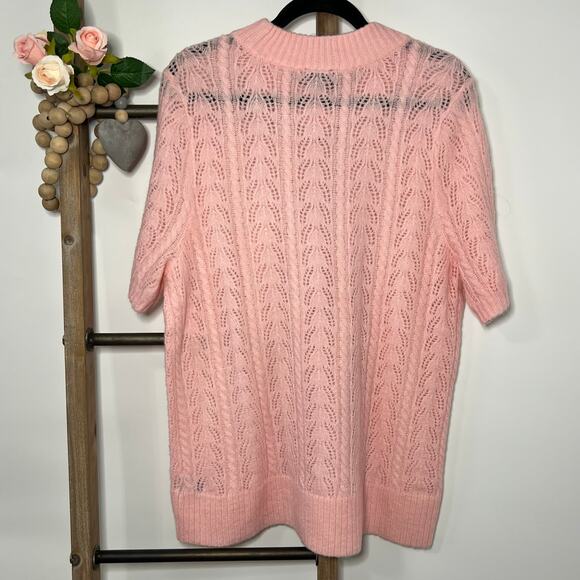 Torrid Short Sleeve Pointelle Pullover Crewneck Pink Sweater Size‎ 2X - Picture 4 of 7